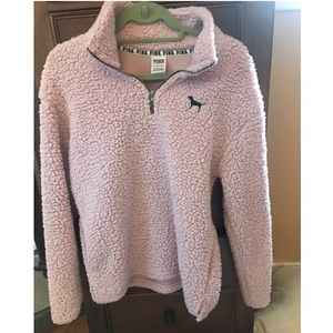 PINK Sherpa 3/4 zip pullover